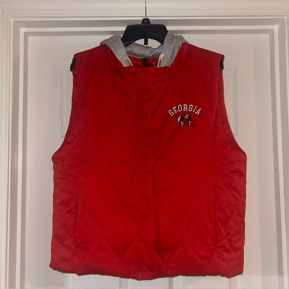 Womens Gameday Couture Red Georgia Bulldogs Headliner Snap Hooded Puffer XL NWT
